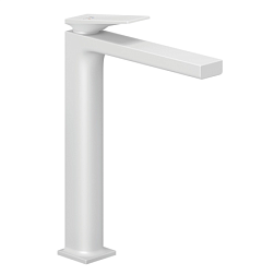 Высокий смеситель на столешницу Decus 24 см, матовый, неповоротный излив, белый цвет, без донного клапана, Kludi 542985375 Kludi