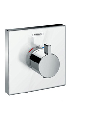 Встраиваемый в стену смеситель без излива Shower Select Glass на 1 потребителя, белый/хром, 1 функция, белый цвет, термостат, Hansgrohe 15734400 Hansgrohe