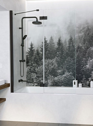 Шторка для ванны Essenza New Black PND II 110х150 см, стекло 6 мм, правая, черный профиль, поворотная, прозрачная, Radaway 10002110-54-01R Radaway