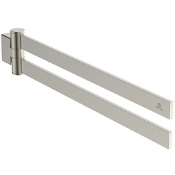 Рожковый полотенцедержатель Conca 45 см, квадратный дизайн, двойной, цвет стальной, поворотный, Ideal Standard T5395GN Ideal Standard