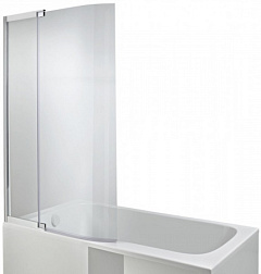 Фронтальная панель для ванны Bain-Douche Malice 95 см, с двойной панелью, 1 фиксированная, 2-ая изогнутая поворотная, серый блестящий, Jacob Delafon E6D069-GA Jacob Delafon