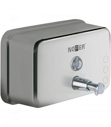 Настенный дозатор Inox горизонтальный, с резервуаром из abs, 1200 мл, хром, с держателем, Nofer 03042.B Nofer