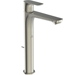 Высокий смеситель на столешницу Connect Air 29,6 см, высота до излива 24 см, неповоротный излив, стальной цвет, с донным клапаном, Ideal Standard A7025GN Ideal Standard