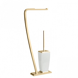 Ёршик Mimi белая керамика, с держателем бумаги, золото, Gessi 33334-080 Gessi