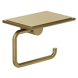 Держатель туалетной бумаги Vela R с полкой, брашированное, золото, Kludi 58971N0 Kludi