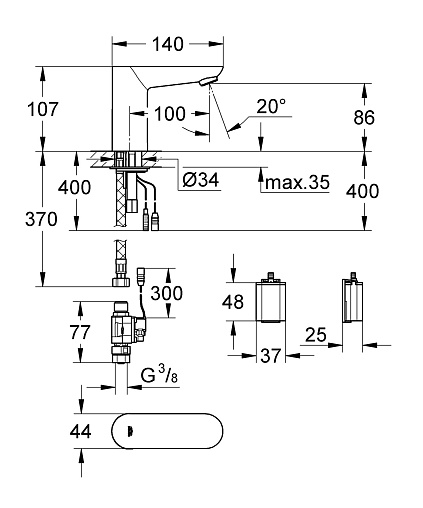 Пластиковый короб grohe для батарейки сенсорных смесителей 67294340