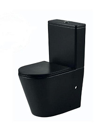 Унитаз-компакт Nantes 38х60,5 см, смыв tornado, микролифт, чёрный матовый, универсальный выпуск, нижняя подводка, безободковый, с сиденьем, тихий смыв, Nofer 23024 Nofer