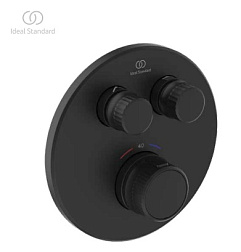 Лицевая часть встраиваемого смесителя Ceratherm Navigo матовый, round, термостат, 2 функции, чёрный цвет, Ideal Standard A7296XG Ideal Standard