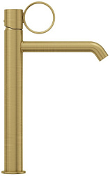 Высокий смеситель на столешницу Vivienne Signature 23,4 см, матовый, ручка латунь, неповоротный излив, латунь, без донного клапана, Jacob Delafon E38683-LB3-2MB Jacob Delafon