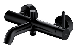 Настенный смеситель Y неповоротный излив, с выходом на душ (без лейки), чёрный цвет, Omnires Y1230BL Omnires