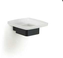 Настенная мыльница Lounge стеклянная, матовый, цвет черный, с держателем, Gedy 5411(14) Gedy