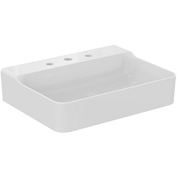 Подвесная раковина Conca 60х45х14,5 см, с 3 отверстиями под смеситель, без отверстия перелива, нижняя поверхность отшлифована, санфарфор, с отв. под смеситель, Ideal Standard T382401 Ideal Standard