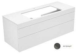 Модуль под раковину Edition 400 140х53,5х54,6 см, антрацит, стекл. накладка глянец, для раковины 80см, с отв. под смес, система push-to-open, Keuco 31583110100 Keuco