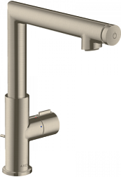 Высокий смеситель на столешницу Uno 26,3 см, поворотный излив, никель, с донным клапаном, Axor 45016820 Axor
