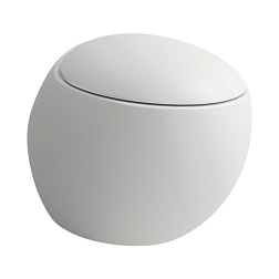 Подвесной унитаз Alessi One 39х58,5 см, с покрытием LLC, белый матовый, безободковый, без сиденья, Laufen 8.2097.1.757.000.1 Laufen