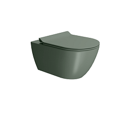 Подвесной унитаз Color-elements 36х55 см, система слива swirlflush®, цвет - агава, без крепежа в комплекте, безободковый, без сиденья, GSI 881504 GSI