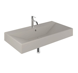 Подвесная раковина Resa 101х50х12 см, санфарфор, серый матовый, с отв. под смеситель, Kludi 59WW101O2 Kludi