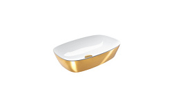 Накладная раковина Gold & Silver 60х40х14 см, золотой/белый, санфарфор, желтая глянцевая, Catalano 160APGRLXBO Catalano