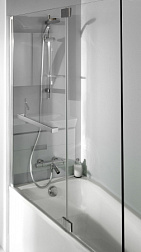 Шторка для ванны Adequation 100х140 см, с полотенцедержателем, прозрачная, поворотная, Jacob Delafon E4931-GA Jacob Delafon