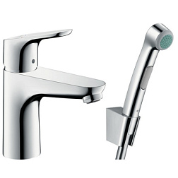 Гигиенический душ со смесителем на раковину Focus со сливным клапаном push-open, Hansgrohe 31927000 Hansgrohe