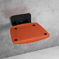 Сиденье для душа OVO B II цвет конструкции: черный, цвет сиденья:  прозрачно-оранжевый, Ravak B8F0000061 Ravak