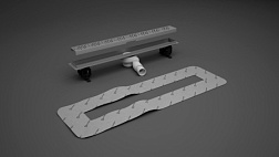 Дренажный желоб 85х10,5 см, сифон с косым выпуском, с решеткой, Radaway 5L085A/5R085B Radaway