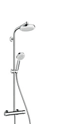 Душевая система без излива Crometta 1 режим, 18 см, round, хром / белый, термостат, верхний душ, с лейкой, Hansgrohe 27264400 Hansgrohe