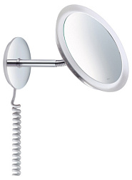 Настенное косметическое зеркало для ванной Bella Vista с дополнительным штекером и спиральным кабелем, хром, с подсветкой, Keuco 17605019001 Keuco