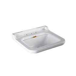 Подвесная раковина Waldorf 60х55х17 см, 3 отв,  цвет заглушки - хром, санфарфор, с отв. под смеситель, Kerasan 4140K1bi/cr*3 Kerasan