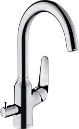 Смеситель для кухни Focus M42 с запорным вентилем, поворотный излив, Hansgrohe 71803000 Hansgrohe