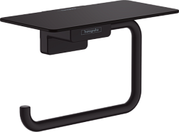 Держатель туалетной бумаги AddStoris матовый, с полкой, цвет черный, Hansgrohe 41772670 Hansgrohe