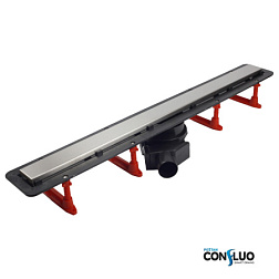 Дренажный желоб Confluo Frameless Line 95х6,2 см, хром, сифон с горизонт. выпуском, с решеткой, Pestan 13701234 Pestan