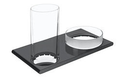 Настенный стакан Edition 400 матовый, с мыльницей, цвет черный, с держателем, Keuco 11553139000 Keuco