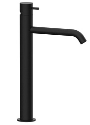Высокий смеситель на столешницу Tokyo 22 см, матовый, click-clack, неповоротный излив, чёрный цвет, с донным клапаном, Daniel TX607-15 Daniel