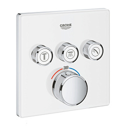 Лицевая часть встраиваемого смесителя Grohtherm SmartControl квадратная панель, 3 функции, белый цвет, Grohe 29157LS0 Grohe
