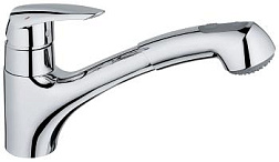 Смеситель для кухни с выдвижной лейкой Eurodisc поворотный излив, Grohe 32257001 Grohe