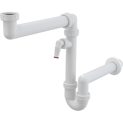 Сифон для мойки трубчатый, для трубы ø40 мм, с резьбовым соединением 6/4" штуцером, для экономии места под раковиной, Alcaplast A872P Alcaplast