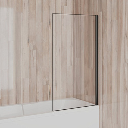 Шторка для ванны 70х140 см, матовый, прозрачная, стационарная, черный профиль, Paini Paini-ScreenWT70C Paini