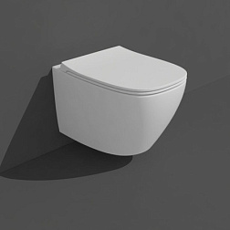 Подвесной унитаз Juniper 37х53,5 см, смыв tornado, безободковый, без сиденья, тихий смыв, Simas JU18bi Simas