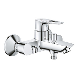 Настенный смеситель BauLoop square, неповоротный излив, с выходом на душ (без лейки), Grohe 23602001 Grohe