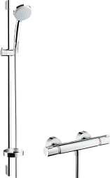 Настенный смеситель без излива Croma со штангой 90 см, с лейкой, термостат, Hansgrohe 27033000 Hansgrohe