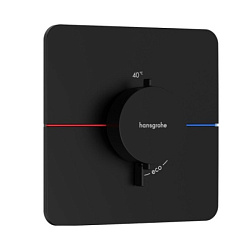 Лицевая часть встраиваемого смесителя ShowerSelect Comfort Q матовая, термостат, 1 функция, чёрный цвет, Hansgrohe 15588670 Hansgrohe