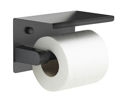 Держатель туалетной бумаги матовый, с полкой, цвет черный, Gedy 2839(14) Gedy