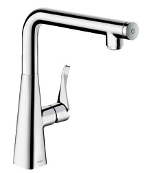 Смеситель для кухни Metris Select поворотный излив, стальной цвет, Hansgrohe 73811800 Hansgrohe