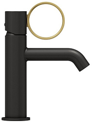 Смеситель для умывальника Vivienne Signature матовый, ручка латунь, неповоротный излив, чёрный цвет, без донного клапана, Jacob Delafon E38682-LB3-BL Jacob Delafon