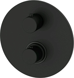 Встраиваемый в стену смеситель без излива Light матовый, с внутренней частью, 2 функции, чёрный цвет, термостат, Paffoni LIQ018NO Paffoni