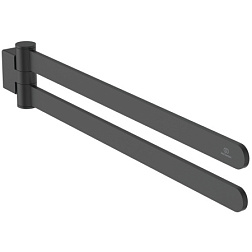 Рожковый полотенцедержатель Conca 45 см, матовый, округлый дизайн, двойной, цвет черный, поворотный, Ideal Standard T5396XG Ideal Standard