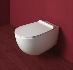 Подвесной унитаз Vignoni 37х56 см, смыв tornado, цвет белый матовый, безободковый, без сиденья, тихий смыв, Simas VI18VERT bi matt Simas