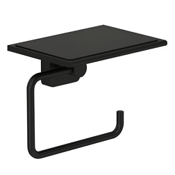 Держатель туалетной бумаги Vela S с полкой, матовый, цвет черный, Kludi 2597139 Kludi