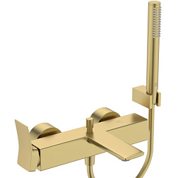 Настенный смеситель Conca неповоротный излив, лейка в комплекте, золото шлифованное, Ideal Standard BC763A2 Ideal Standard